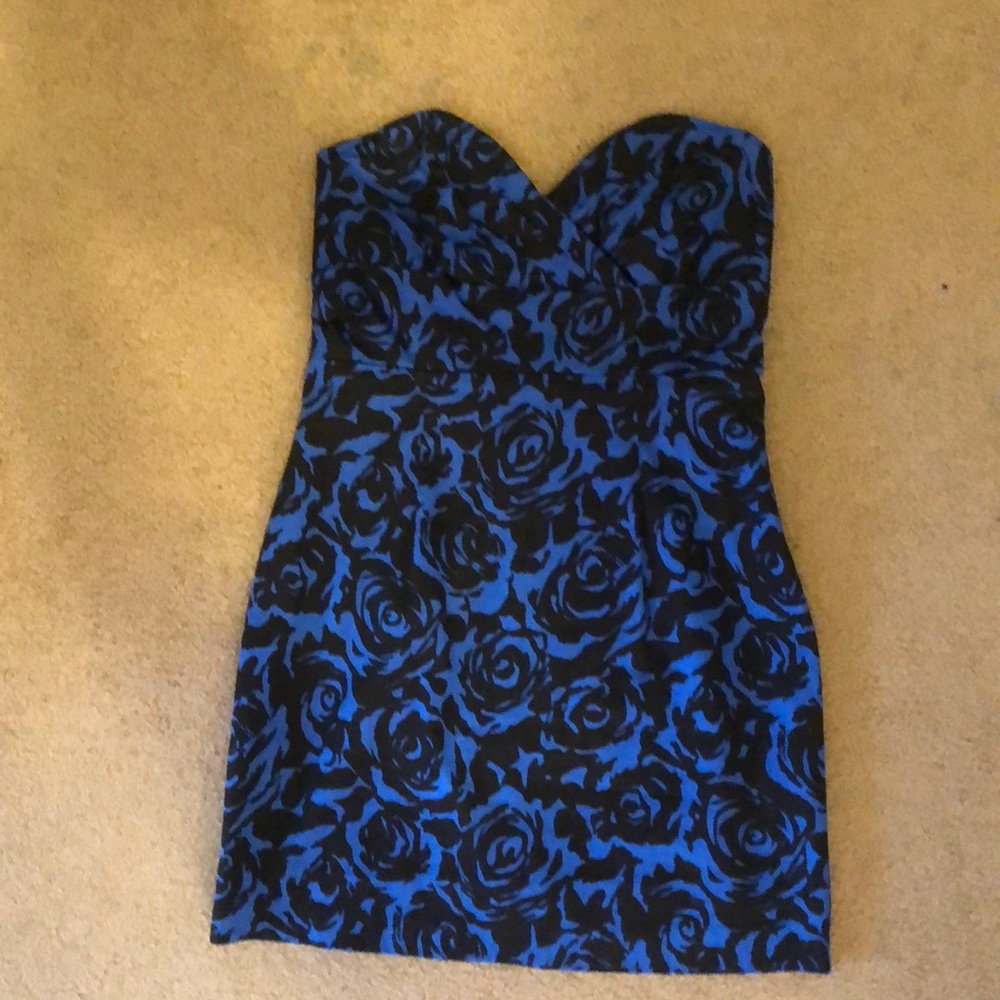💙🖤Strapless blue black sweetheart holiday dress